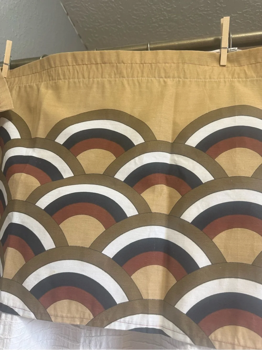 Vintage 1970s era mod design Vera brand drape set.